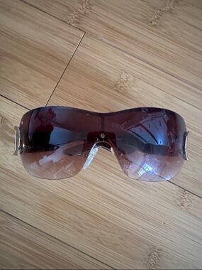 Oversized Shield Sunglasses in Gradient Brown